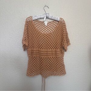 VENUS Tan Crochet Blouse size XS